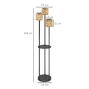 Lampada Solare da Esterno in stile Boho Ø37x144 cm con Ripiano Centrale in Rattan PE e Acciaio Nero e Giallo 