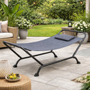 Amaca da Giardino Autoportante 230x98x82 cm con Cuscino Struttura Resistente Antiscivolo in Metallo Grigio      