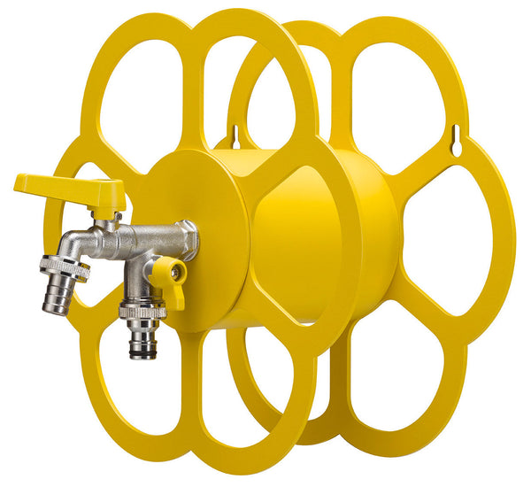 Portatubo da Muro in Metallo con Rubinetto a Doppia Uscita Belfer 42/FR Giallo sconto