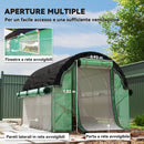 Serra a Tunnel 3x2 m con Rete Ombreggiante Extra Finestre e Ingresso a Zip in PE e Acciaio Verde      