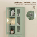 Mobile Bagno Alto 38x26x160 cm a 6 Ripiani con Ripiano Regolabile in Truciolato e MDF Verde Salvia      