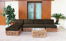 Chaise Longue Polinesia con Cuscini 75x87x170 cm in Rattan Marrone