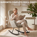 Sedia a Dondolo 67,5x94x106 cm con Schienale Alto Seduta Ampia e Gambe in Legno in Velluto a Coste Beige      