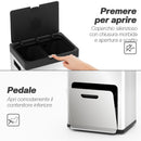 Pattumiera a Pedale 3 Sezioni da 56L 45,7x35,8x76 cm Argento  