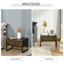Comodino 1 Cassetto 53x41,5x37 cm in Legno e Acciaio Marrone