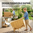 Set 7 Pezzi da Pranzo con Tavolo Estensibile a Ribalta 150x90x74 cm e 6 Sedie Pieghevoli in Legno Naturale      