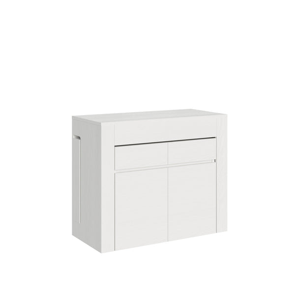 prezzo Consolle Tavolo Allungabile 90-302x42x75 cm Evolve Bianco Frassino con Panca Inferiore e Superiore