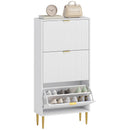 Scarpiera Slim per 18 Paia di Scarpe 60x24x128 cm con 3 Cassetti a Ribalta in MDF Bianco  