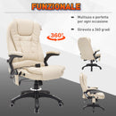 Sedia Poltrona Massaggiante da Ufficio 62x68x121 cm con Riscaldamento in Similpelle Beige
