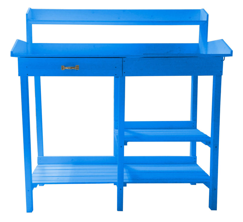 Tavolo da Lavoro 112x45xH112 cm in Legno Cunninghamia  lanceolata Blu