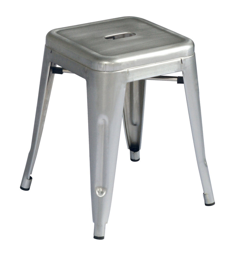 Set 4 Sgabelli Impilabili 39x39x46 cm in Lamiera Galvanizzata Silver