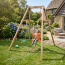 Altalena Singola per Bambini in Legno Massello FSC Arancione
