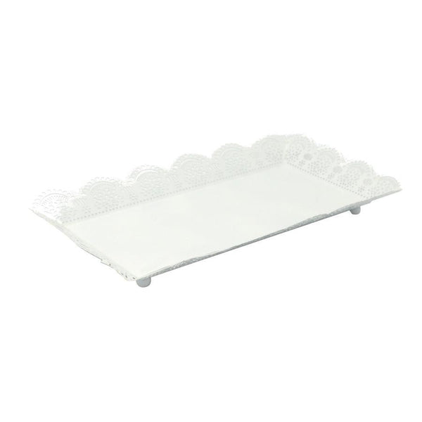 Vassoio Rettangolare 43x28xh5 cm in Metallo Bianco acquista