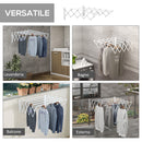 Stendibiancheria a Parete Retrattile 63,5x60x20 cm per Interni ed Esterni in Metallo Bianco      
