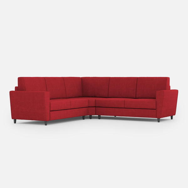 sconto Divano Angolare 5 Posti 228x228x85 cm Yasel in Tessuto Rosso