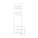 Appendiabiti Panchina per Ingresso con Scarpiera in Acciaio Bianco 67x30x185 cm 