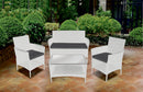 Set Stalotto da Giardino in Polyrattan Divano 2 Poltrone e Tavolino Soriani Bianco
