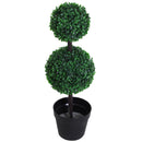 Pianta Artificiale Bosso Due Sfere Ø23x67 cm con Vaso  Verde