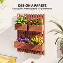 Fioriera Verticale a Doghe 60x16x80 cm con 3 Vasi Rimovibili in Legno di Abete Marrone      