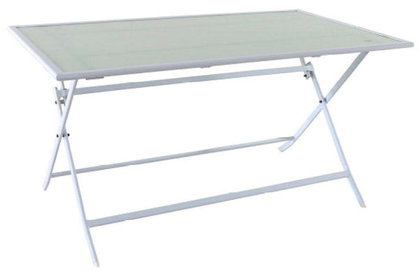 Tavolo Rettangolare Pieghevole da Giardino 140x80 in Ferro e Vetro Vorghini Polignano prezzo