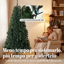 Albero di Natale Artificiale 98x98x200 cm con 1000 Rami Ignifughi e Base Pieghevole in Metallo Verde      