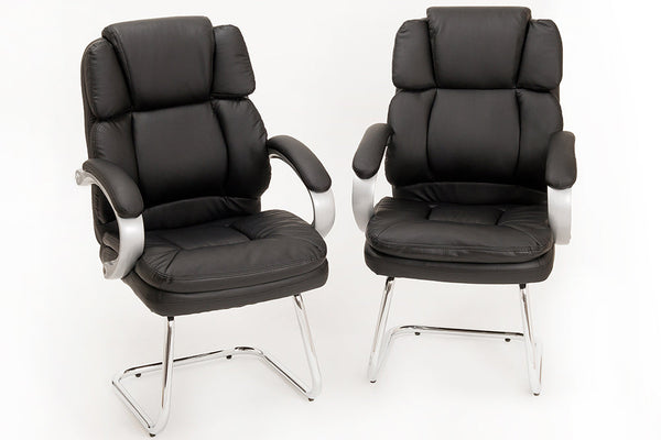 Coppia di Sedie Poltroncine Visitatore in Similpelle da Ufficio Bozzini King Nero sconto