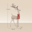 Decorazione Natalizia da Interno ed Esterno 66x25x135 cm a Forma di Renna con 137 Luci LED Oro      