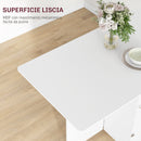 Tavolo a Ribalta Pieghevole con Ripiani a 3 Livelli Box e Rotelle 130x80x76,5 cm in MDF Bianco