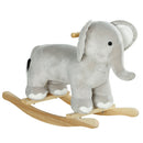 Cavallo a Dondolo per Bambini in Legno e Peluche Elefante Grigio  