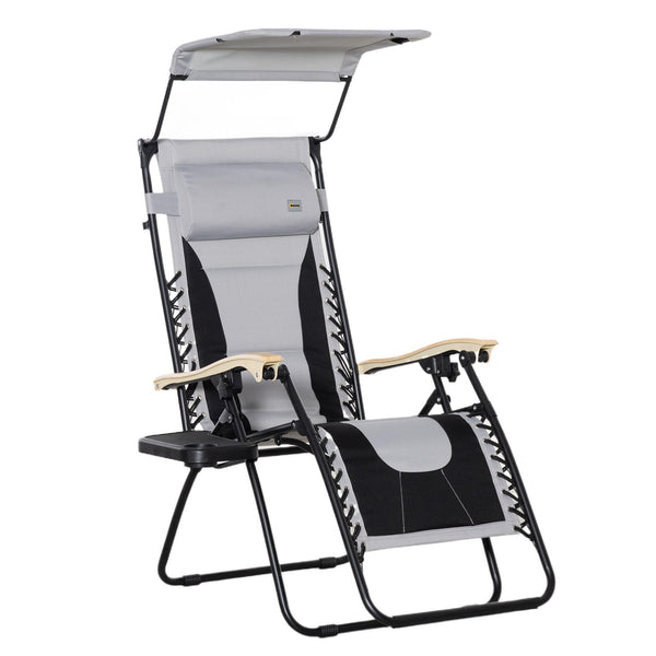 Sedia Sdraio Zero Gravity Reclinabile 89x65x113 cm in Acciaio e Tessuto Oxford Grigio Chiaro prezzo