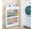 Carrellino da Cucina 72x55x13 cm 3 Ripiani con Ruote in Plastica Bianco