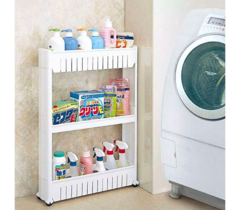 Carrellino da Cucina 72x55x13 cm 3 Ripiani con Ruote in Plastica Bianco