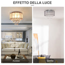 Lampadario Moderno a Gocce Ø40x33 cm E14 40W Paralume in Tessuto Argento