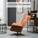 Poltrona Reclinabile e Girevole 80x84x104 cm in Microfibra Arancione