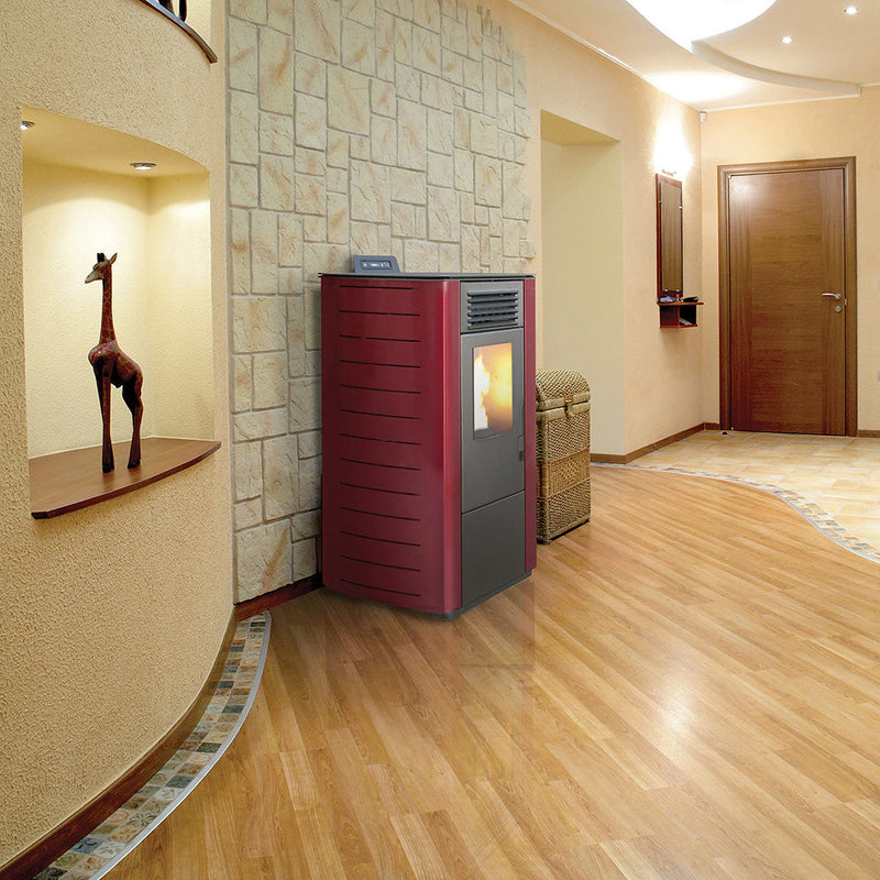 Stufa a Pellet Ad Aria 9 Kw 230 M3 King 12 Canalizzata Bordeaux