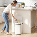 Pattumiera Cestino per Rifiuti 28x22x41 cm Contenitore Rimuovibile da 12L Apertura a Infrarossi in Acciaio Inox ABS e PP Bianco      