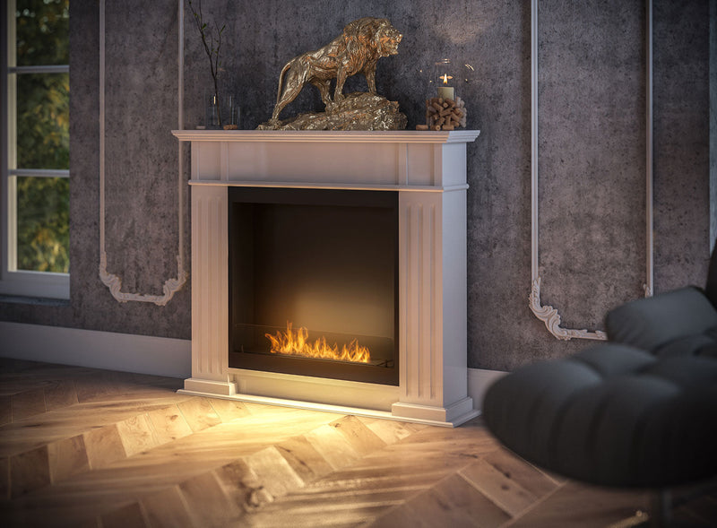 Camino a Bioetanolo da Pavimento 115x25 cm Inportal 1 Bianco con Vetro