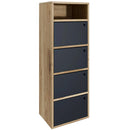Scarpiera Salvaspazio 4 Ante 42x33x118h cm in Melaminico Venato a Rilievo Rovere e Nero