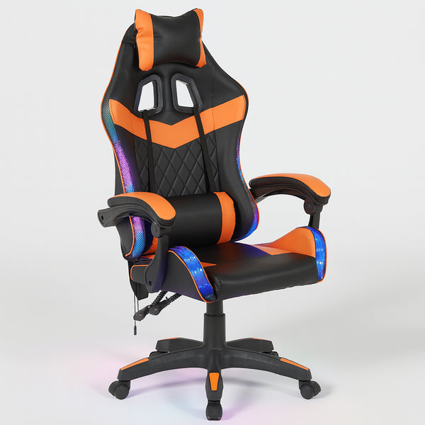 Sedia da Gaming con Led RGB Altezza Regolabile 106-116 cm in Pelle PU Arancione e Nero prezzo