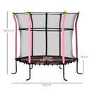 Trampolino Tappeto Elastico per Bambini Ø161x163 cm con Rete di Sicurezza e Corde Elastiche Rosa