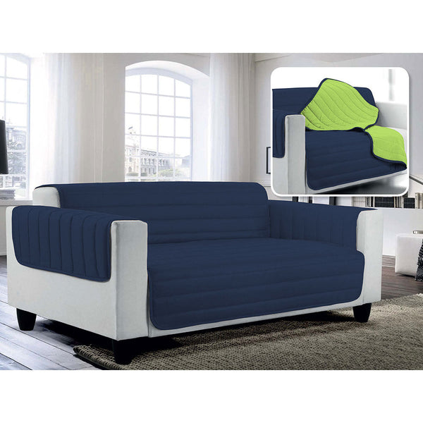 acquista Copridivano Trapuntato in Microfibra Doubleface Blu Scuro\/Verde Mela