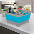 Vaschetta Bacinella Multiuso Pieghevole 30,5x30 cm 9 Litri con Tappo di Scarico in Silicone Blu
