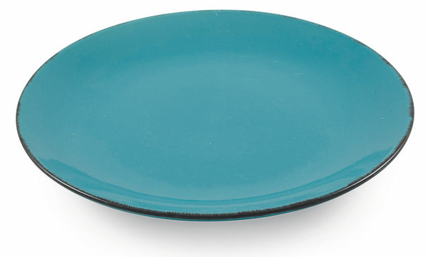Set 6 Piatti Piani Ø27x3 cm in Gres Villa d'Este Home Tivoli Baita Glazed Turchese sconto