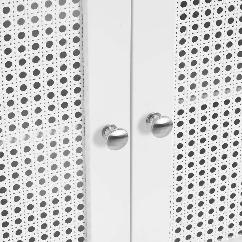 Mobile da Bagno a 2 Ante con Griglia Armadio in Legno Bianco 60x28x80H cm