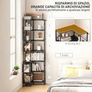 Libreria ad Angolo 60x60x198 cm a 7 Ripiani StileIndustriale Telaio in Metallo Effetto Legno Nero      