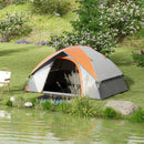 Tenda da Campeggio per 2 Persone Impermeabile 210x150x110 cm Pavimento Esteso Grigio e Arancione   