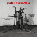 Palestra Multifunzione 250x183x213 cm con Sistema a Pulegge Panca Regolabile Pacco Pesi 69 kg e Cavi in Acciaio Nero      