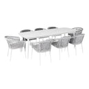 Set Tavolo Rettangolo e 8 Sedie da Giardino in Alluminio Muses 240 Bianco