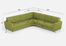 Divano Angolare 7 Posti 288x288x85 cm Yasel in Tessuto Verde