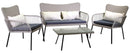 Set da Giardino Divano 2 Poltrone e Tavolino in Polyrattan Laredo Melange Grigio
